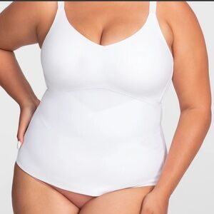 NWT Honeylove LiftWear Cami WHITE 1X Plus Built-In Bra Smoothing $99 RARE